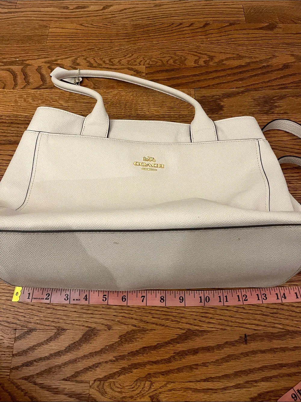 Coach Chalk Pebbled Leather Tote with Detachable Strap